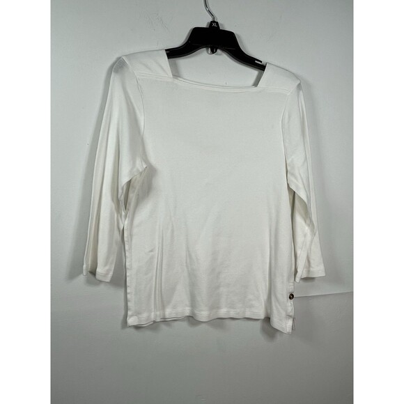 Chicos Square Neck The ultimate tee 3/4 pima cotton modal blouse  1 Top M 6 8 - Picture 2 of 7